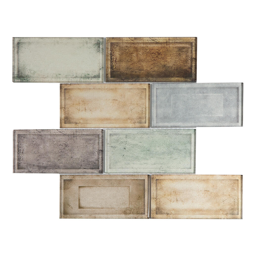 Industrial Age Colorful 12 x 12 Inch Glass Subway Tile (5 Pcs/Box, 5 sq.ft.)